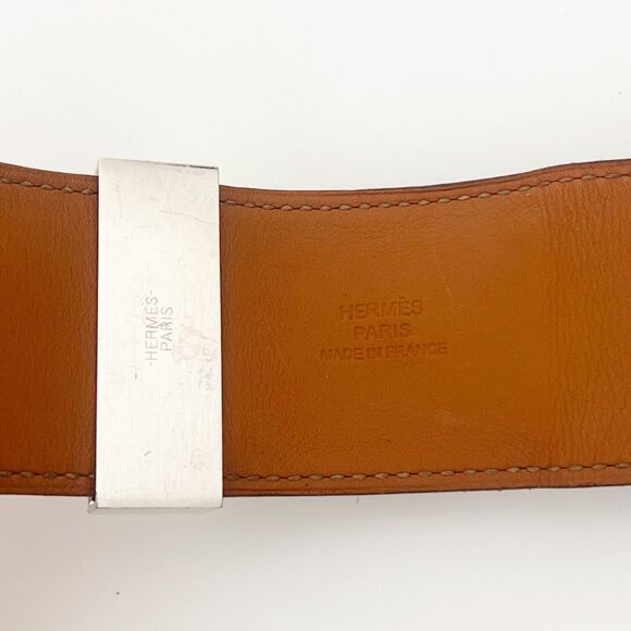 Hermès Collier De Chien CDC Bracelet Leather Brown Palladium Sz Small T1 Barenia - Picture 14 of 16